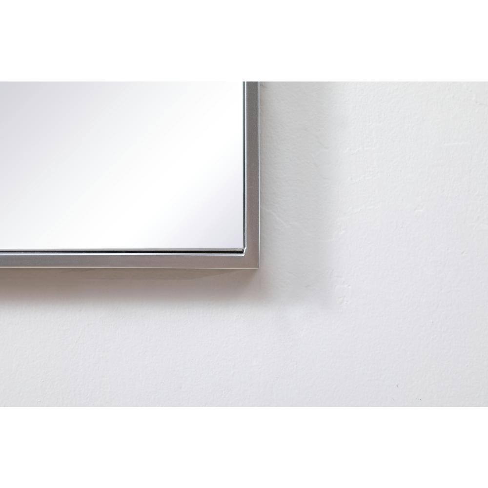Modern Silver Metal Frame Square Bathroom Mirror 24 inch