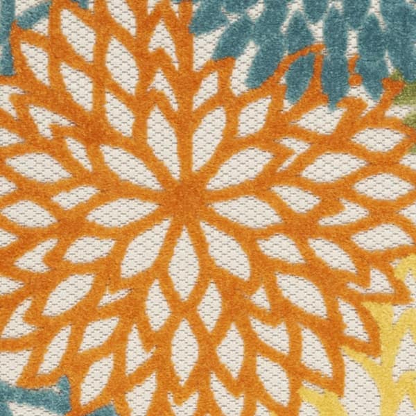 Blue, Yellow 2 ft. x 6 ft. Woven Polypropylene Indoor/Outdoor Area Rug