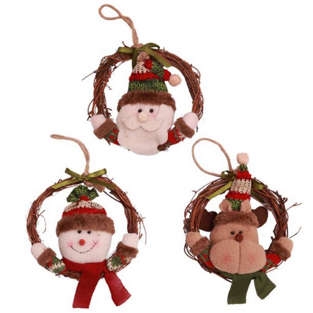 Christmas Wreath Rattan Doll Snowman Christmas Tree Pendent Christmas Wreat