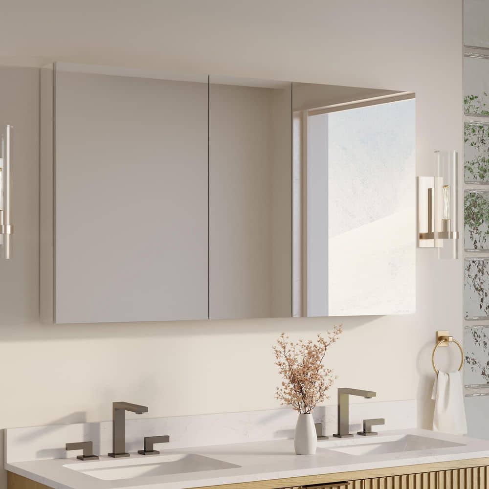 52 in. W x 30 in. H Rectangular Recess/Surface Mount Medicine Cabinet with Mirror, Soft Close Door price history on PriceWatchPro