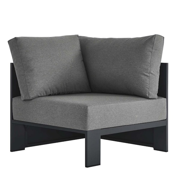 Tahoe Outdoor Patio Powder-Coated Aluminum Modular Corner Lounge Chair in Gray Charcoal