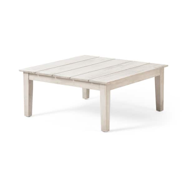 Noble House Margarita Light Gray Square Acacia Wood Outdoor Patio Coffee Table