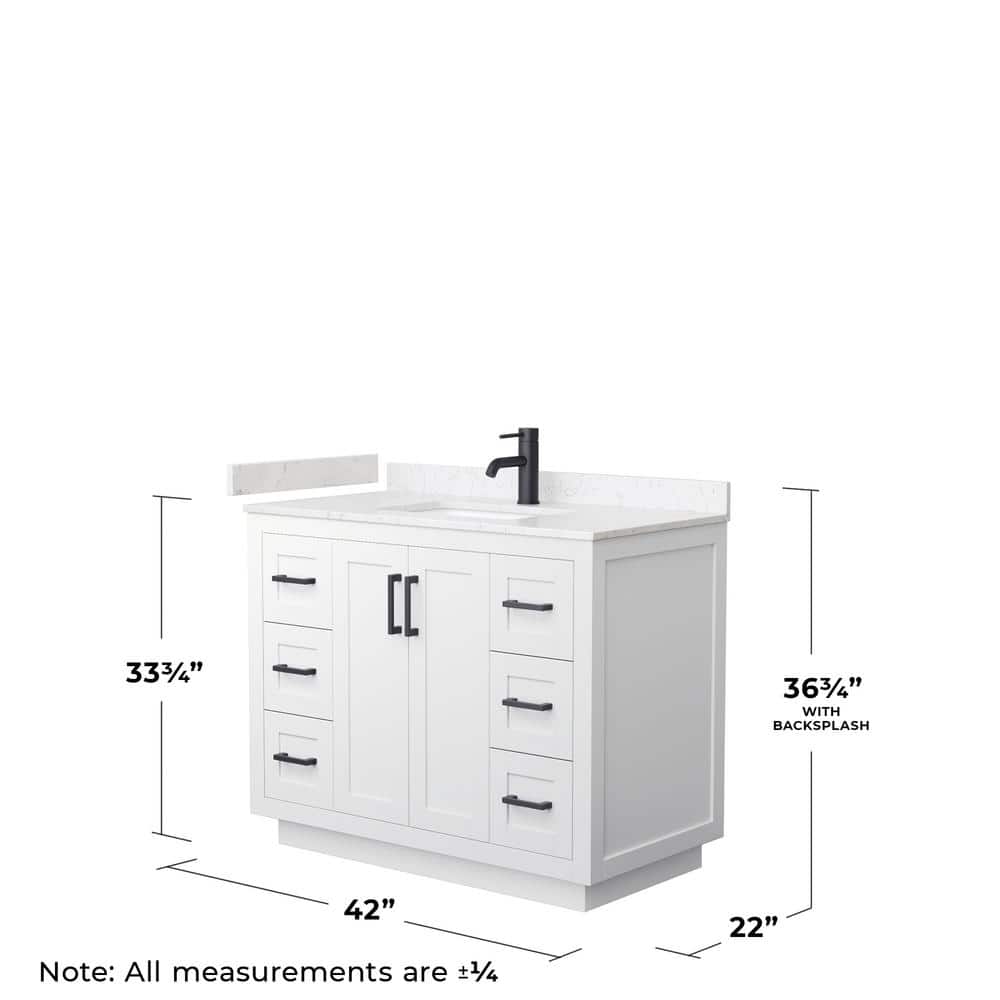 Miranda 42" White and Black Wood & Marble Single Bathroom Vanity