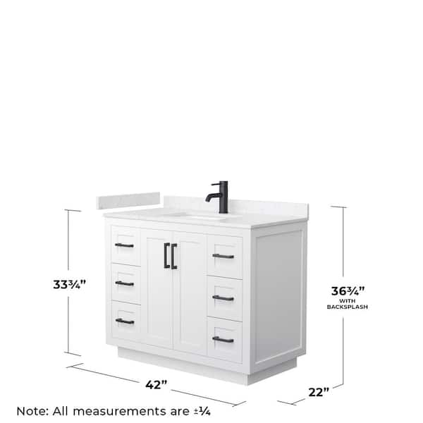 Miranda 42 in. W x 22 in. D x 33.75 in. H Single Sink Bath Vanity in White with Carrara Cultured Marble Top