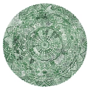 Marquee Green/Ivory 4 ft. x 4 ft. Floral Oriental Round Area Rug