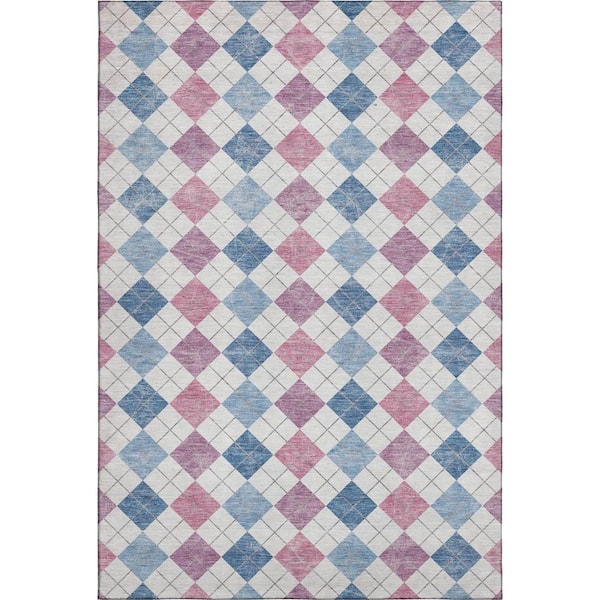 Mayfield Premium Machine Washable Abstract AMF2238 Blue 3 ft. x 5 ft. Area Rug