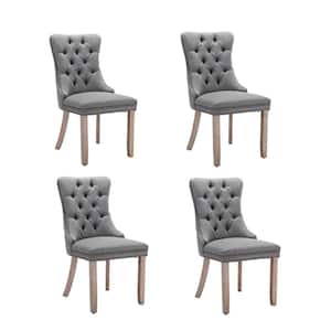 TD Garden Solid Wood Outdoor Dining Chair with Gray Cushions (4-Pack)