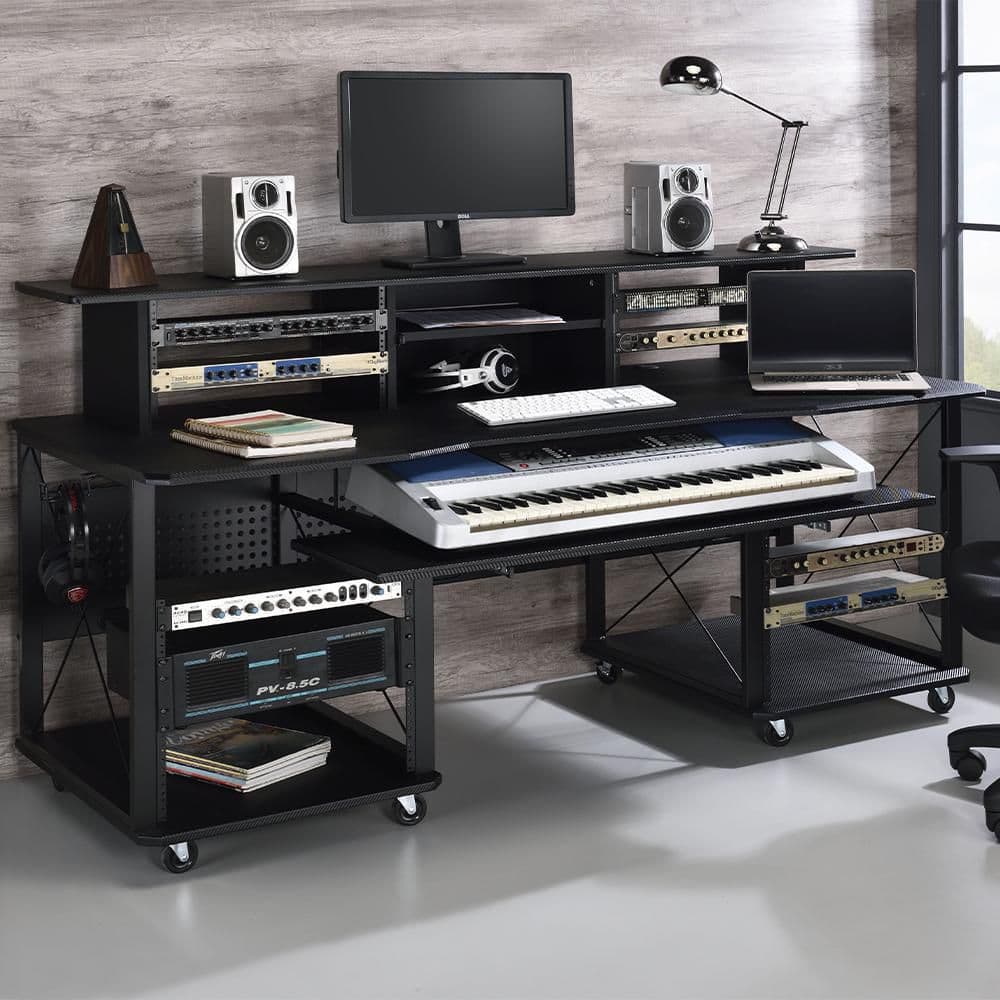 Megara 72" Black MDF Music Desk with Keyboard Tray