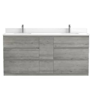 Vamo 72 in. x 20 in. Double Sink Vanity Rustic Gray