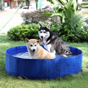 47.2 in. x 47.2 in. x 11.8 in. Round Soft, Sided Pool Pet Dog Swimming Pool Pet Bath Pool Kid Pool