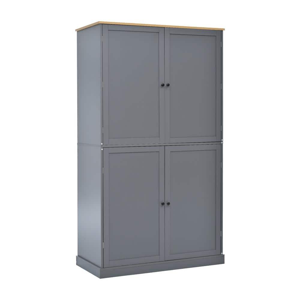 39.8 in. W x 20 in. D x 71.3 in. H Gray Linen Cabinet with 2