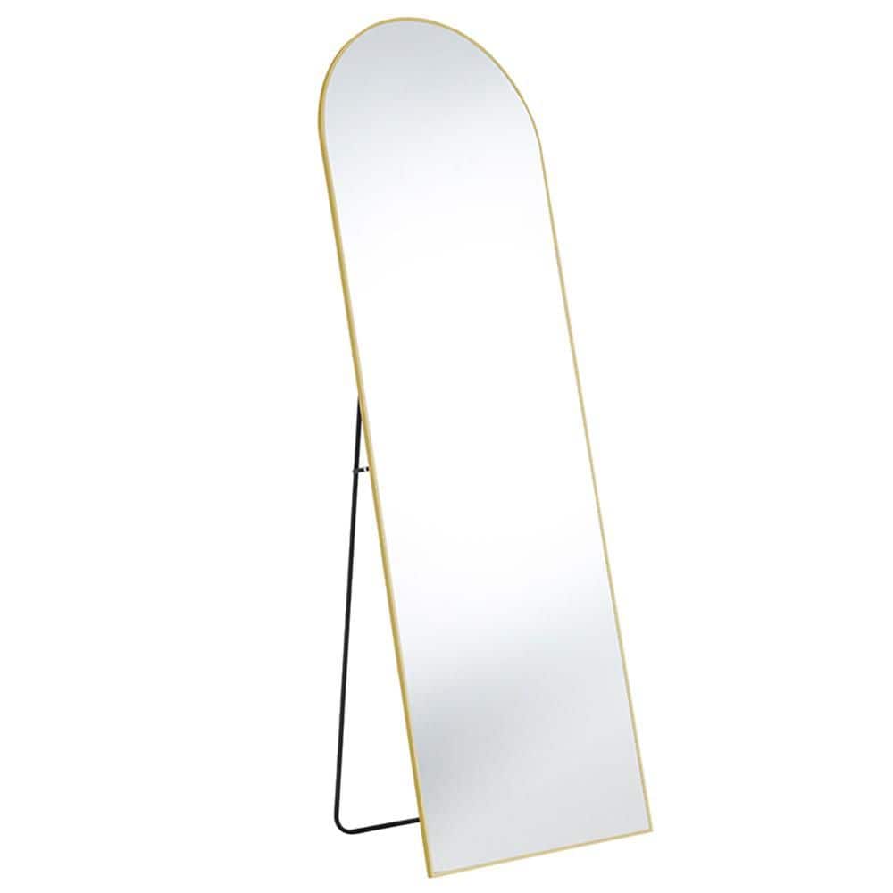 Gold 21 in. W x 64 in. H Glam Arch Glass Framed Mirror Wall Mirror Wall Dec