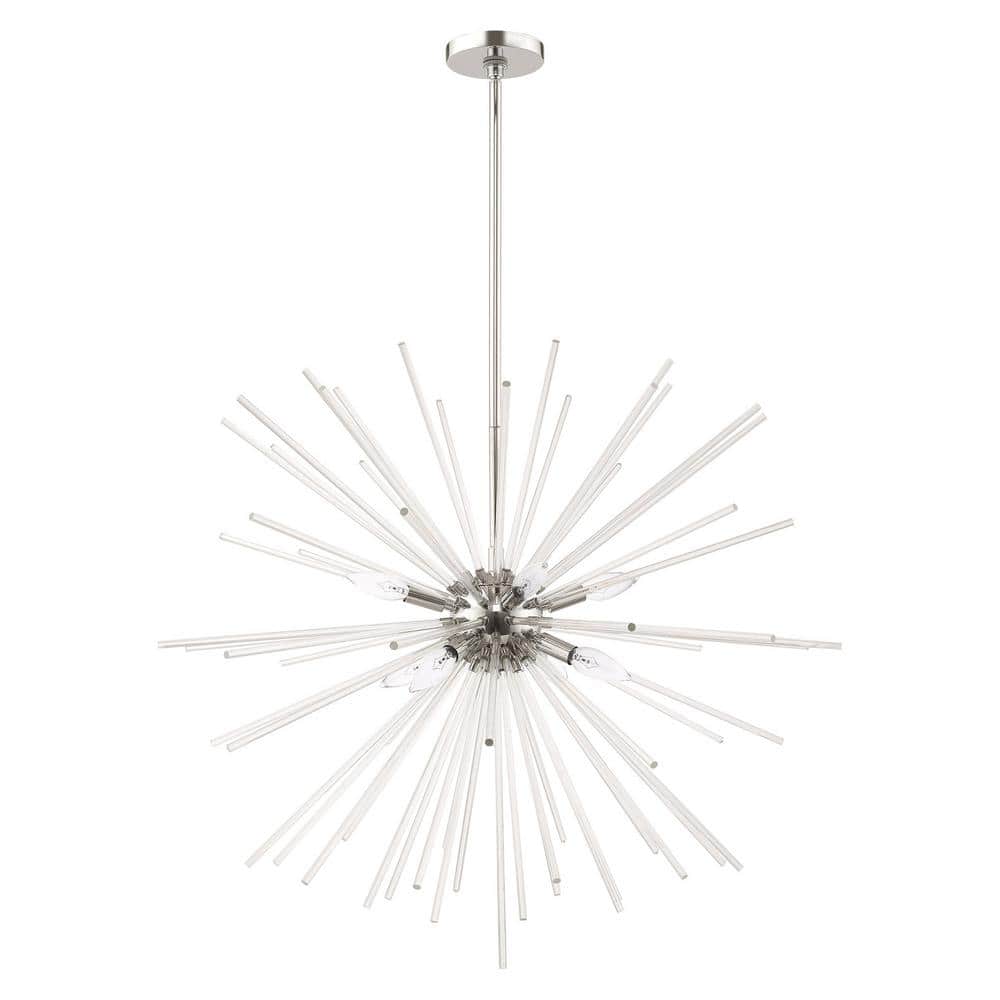 Utopia Elegance 8-Light Polished Chrome Pendant with Clear Crystal Rods