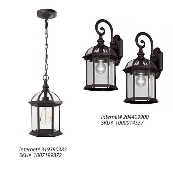 Hampton Bay Wickford 15.4 in. 1-Light Weathered Bronze Outdoor Wall Light  Fixture with Clear Glass (2-Pack) 7072-2RT - The Home Depot