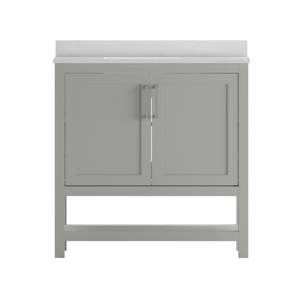 Vivien 36" Gray Bathroom Vanity with Carrara Marble and Ceramic Sink