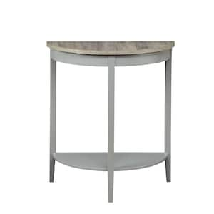 Justino 13 in. Gray Half Moon Wood Console Table with Storage