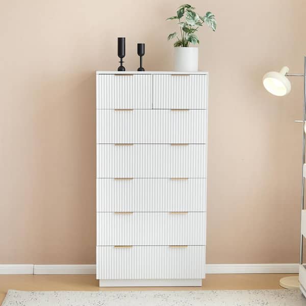 Karl home White 7 Drawer 28. 35 in. Wide Chest of Drawers