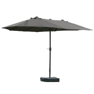 15 ft. Steel Rectangular Outdoor Double Sided Market Patio Umbrella with UV-Sun Protection and Easy Crank in Dark Gray