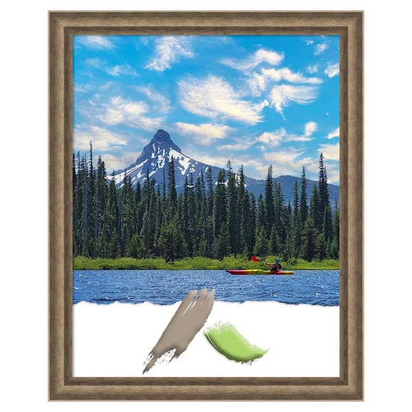 Amanti Art Angled Opening Size 22 in. x 28 in. Bronze Wood Picture Frame