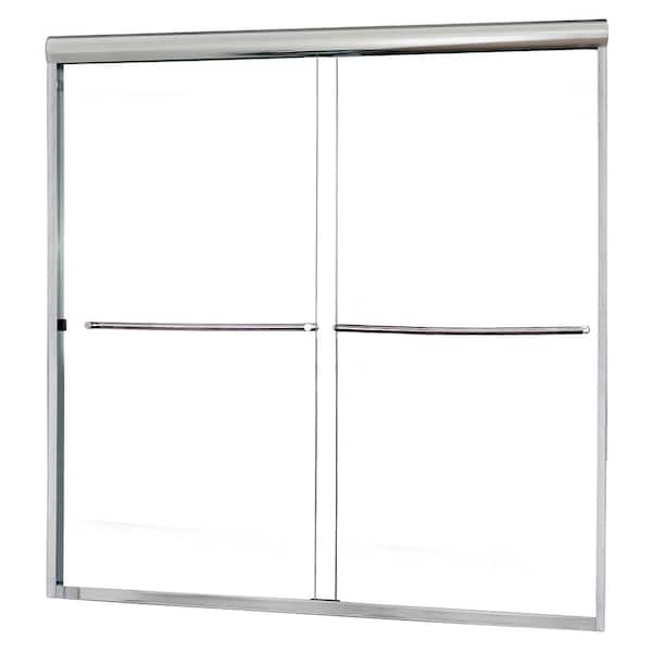 CRAFT + MAIN Cove 60 in. x 60 in. Semi-Framed Sliding Tub Door in Silver with 1/4 in. Clear Glass