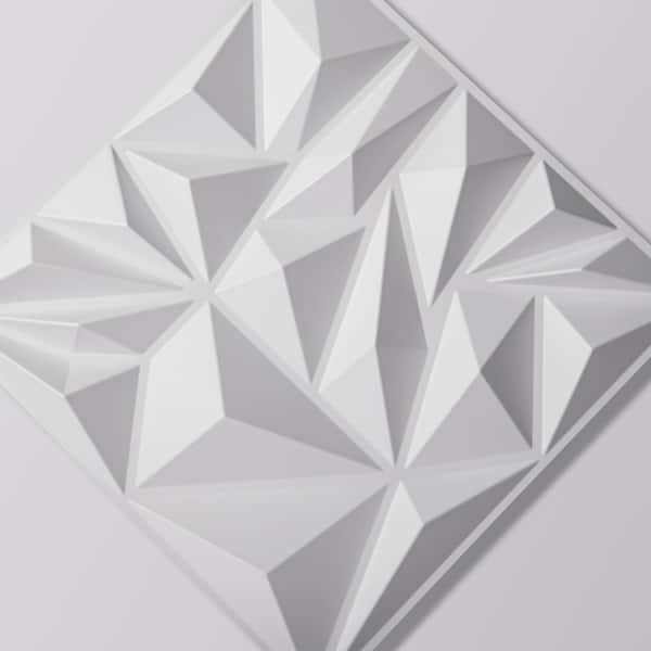 Art3d 1/50 in. x 11.8 in. x 11.8 in. White Square Edge PVC