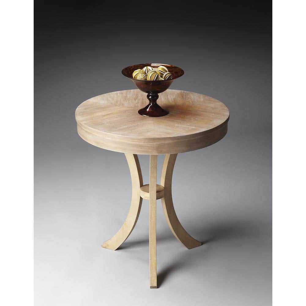 Sleek Bending Legs 24" Round Driftwood Side Table