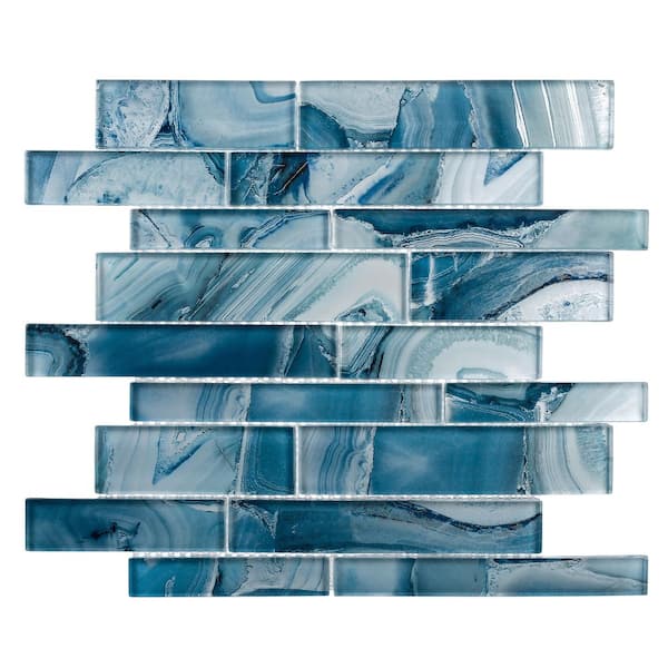 ANDOVA Myst Lake Blue/Light Blue 11-3/4 in. x 11-3/4 in. Glossy Smooth Glass Mosaic Tile (4.8 sq. ft./Case)