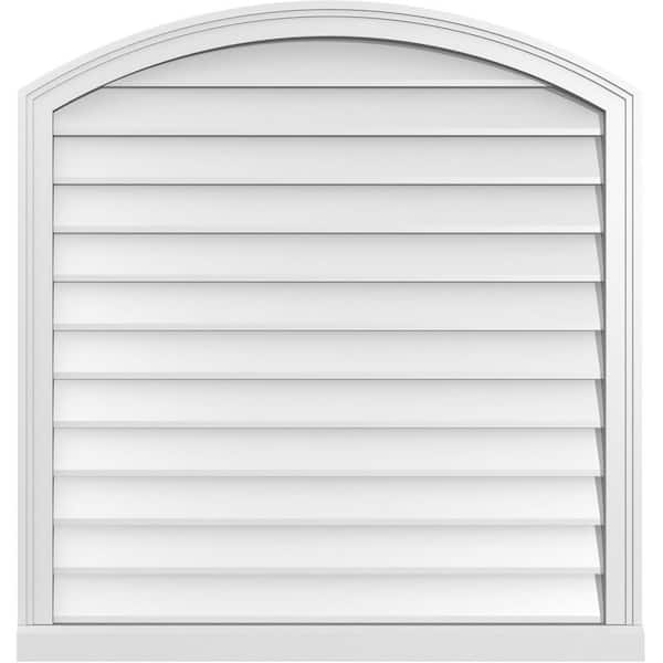 Ekena Millwork 36 in. x 38 in. Arch Top Surface Mount PVC Gable Vent: Functional with Brickmould Sill Frame