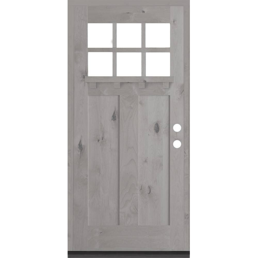 Krosswood Doors 36 in. x 80 in. Craftsman Alder Left Hand 6Lite Clear
