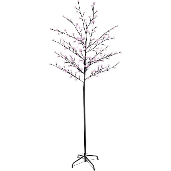 Northlight 6 ft. Pink LED Lighted Sakura Cherry Blossom Flower Artificial Tree