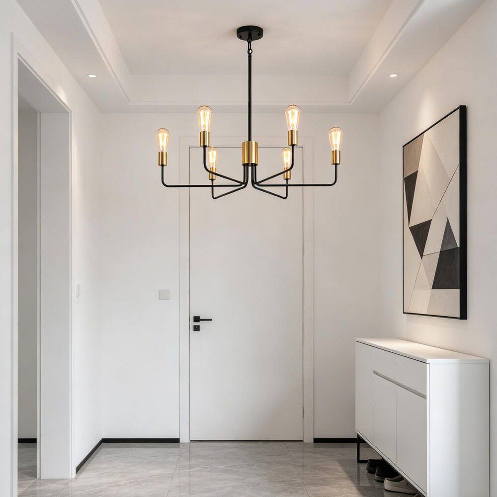 6 Light Modern Black  and Copper Chandeliers for Dining Room Kitchen Island Bedroom Foyer Chandelier Light Fixture price history on PriceWatchPro