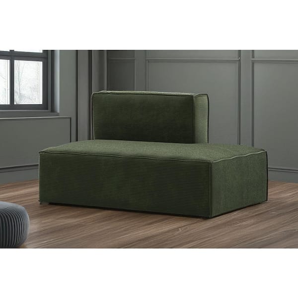 Dockson 51 in. Armless Corduroy Fabric Rectangle Open End Right Sofa in. Olive Green