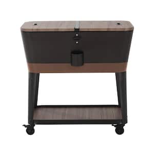 80-Quart Copper Rolling Ice Chest Cooler Cart with Storage Shelf, Steel Bottle Opener, and Lockable Wheels