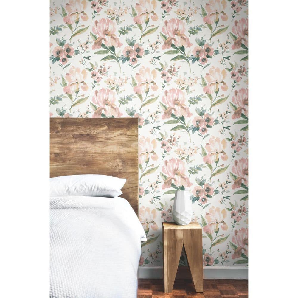 Pink Floral Botanical Peel and Stick Wallpaper Roll