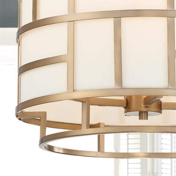 Vibrant Gold Mini Drum Chandelier with White Silk Shade