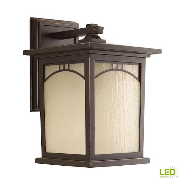 Progress Lighting Residence Collection 1-Light 12.2 in. Outdoor Antique Bronze LED Wall Lantern Sconce