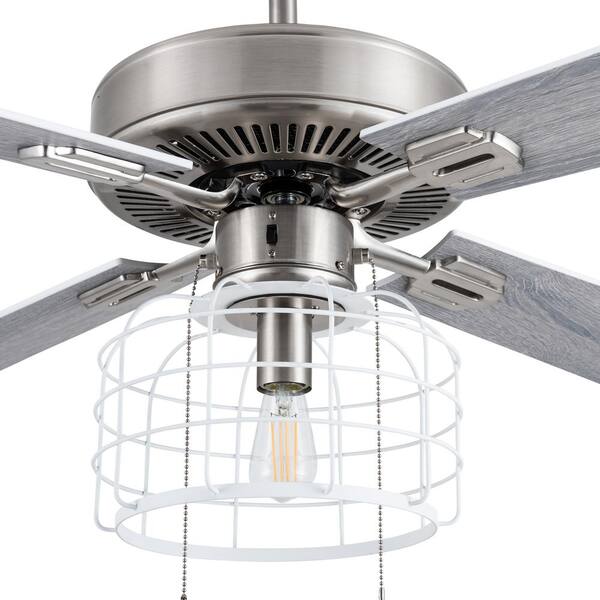 Ceiling Fan With Light, Flush Mount Industrial Style Ceiling Fan