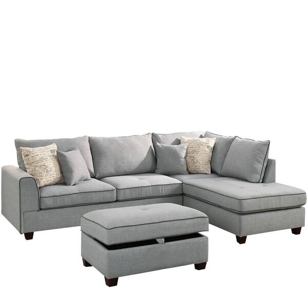 Venetian Worldwide Siena 71 in. 3-Piece L-Shape Dorris Fabric Sectional ...