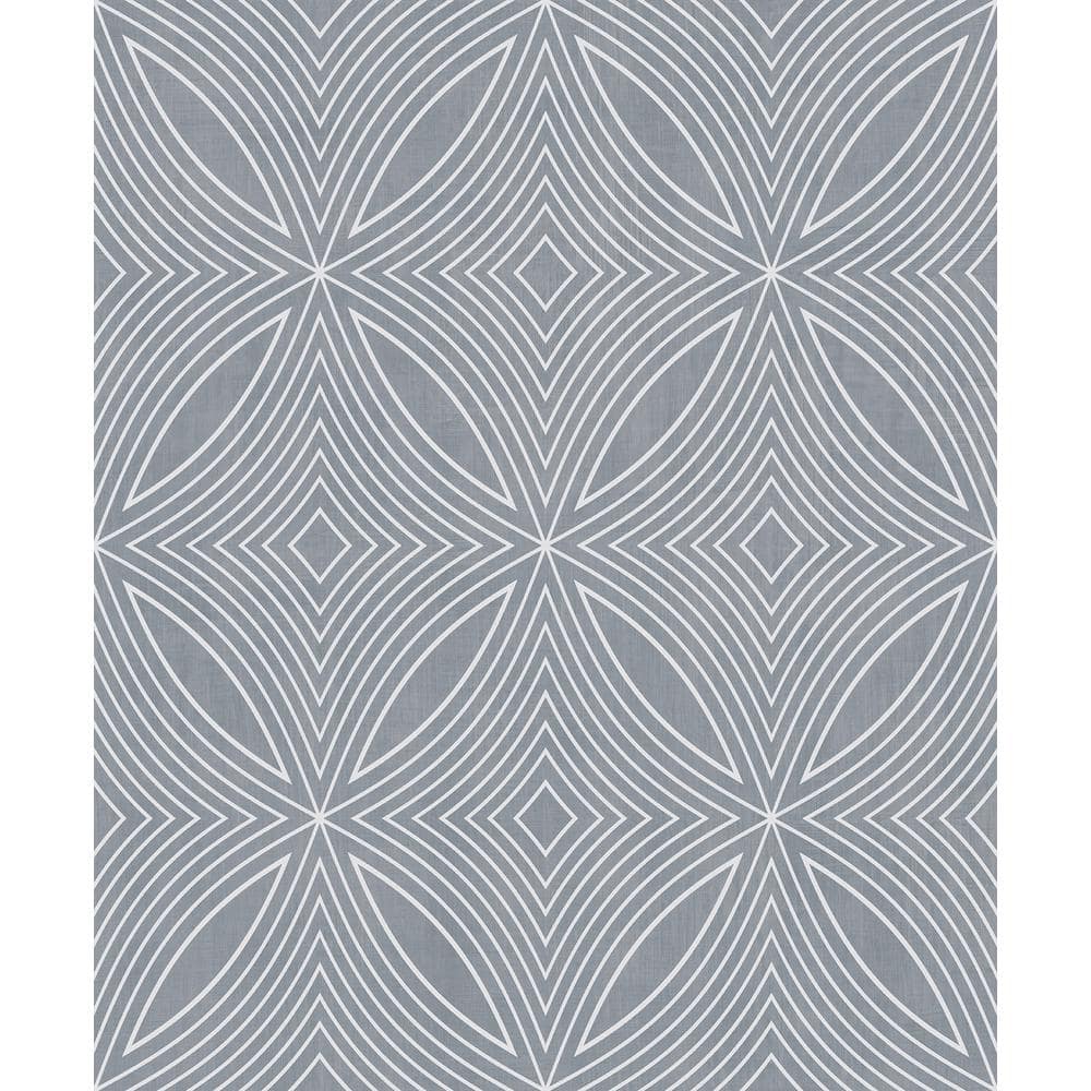 Special FX Geometric Kaleidoscope Spiral Effect Wallpaper in Silver and Blu