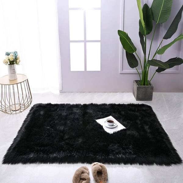 Brand new! Black Fur Rug 2x3 Rug Faux Sheepskin Rug Fluffy Super Soft Small  Rug for Bedroom Dorm Bedside Rug Room Decor Washable Rug, Rectangle for  Sale in Peoria, AZ - OfferUp