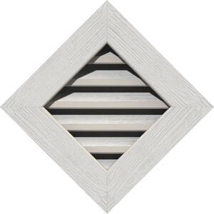18.375'' x 18.375'' Diamond Primed Rough Sawn Western Red Cedar Wood Paintable Gable Louver Vent Functional
