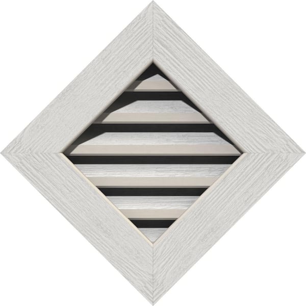 Ekena Millwork 26.375" x 26.375" Diamond Primed Rough Sawn Western Red Cedar Wood Paintable Gable Louver Vent Functional