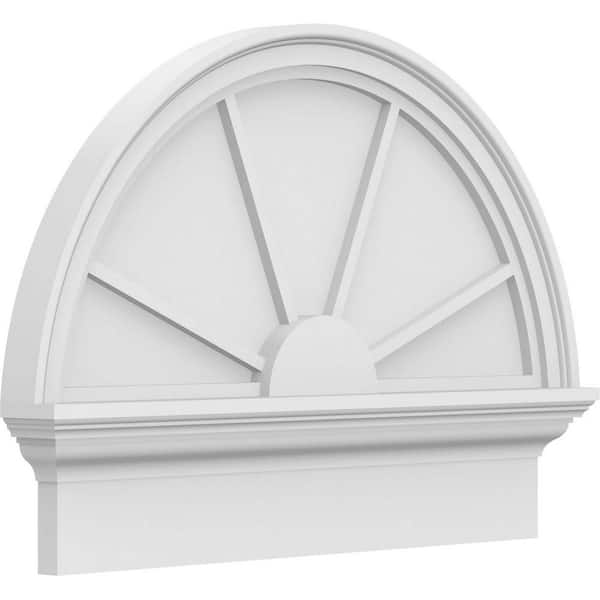 2-3/4 in. x 26 in. x 19-3/4 in. Half Round 4-Spoke Architectural Grade PVC Combination Pediment Moulding