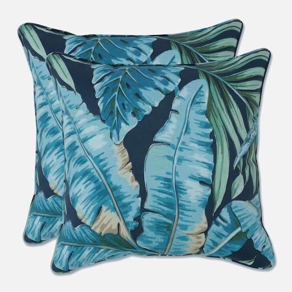 Pillow Perfect Floral Blue Square Outdoor Square Throw Pillow 2-Pack