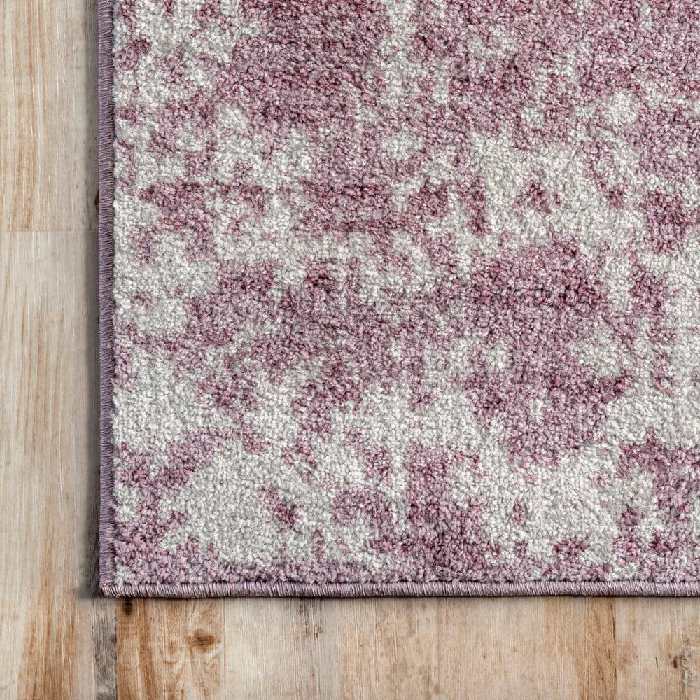 Deedra Pink and Ivory Abstract 9' x 12' Synthetic Area Rug