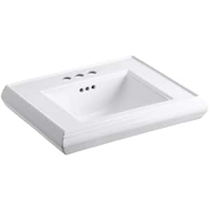 Memoirs 24 in. Ceramic Pedestal Sink Basin in White with Overflow Drain