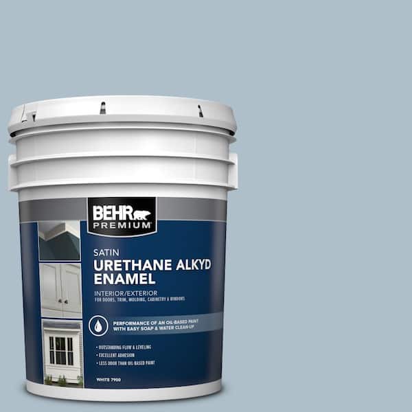 BEHR PREMIUM 5 gal. #570E-3 Liberty Gray Urethane Alkyd Satin Enamel Interior/Exterior Paint