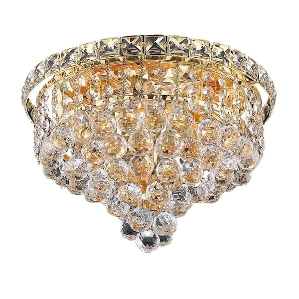Elegant Lighting 4-Light Gold Flushmount with Clear Crystal