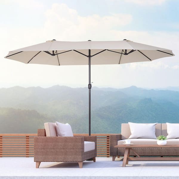 broyhill patio umbrella oblong PURPLE LEAF Market with Base 15ft Double-Sided Gray it can be used as an outdoor rectangular table 15 ft. Cream White Spacious