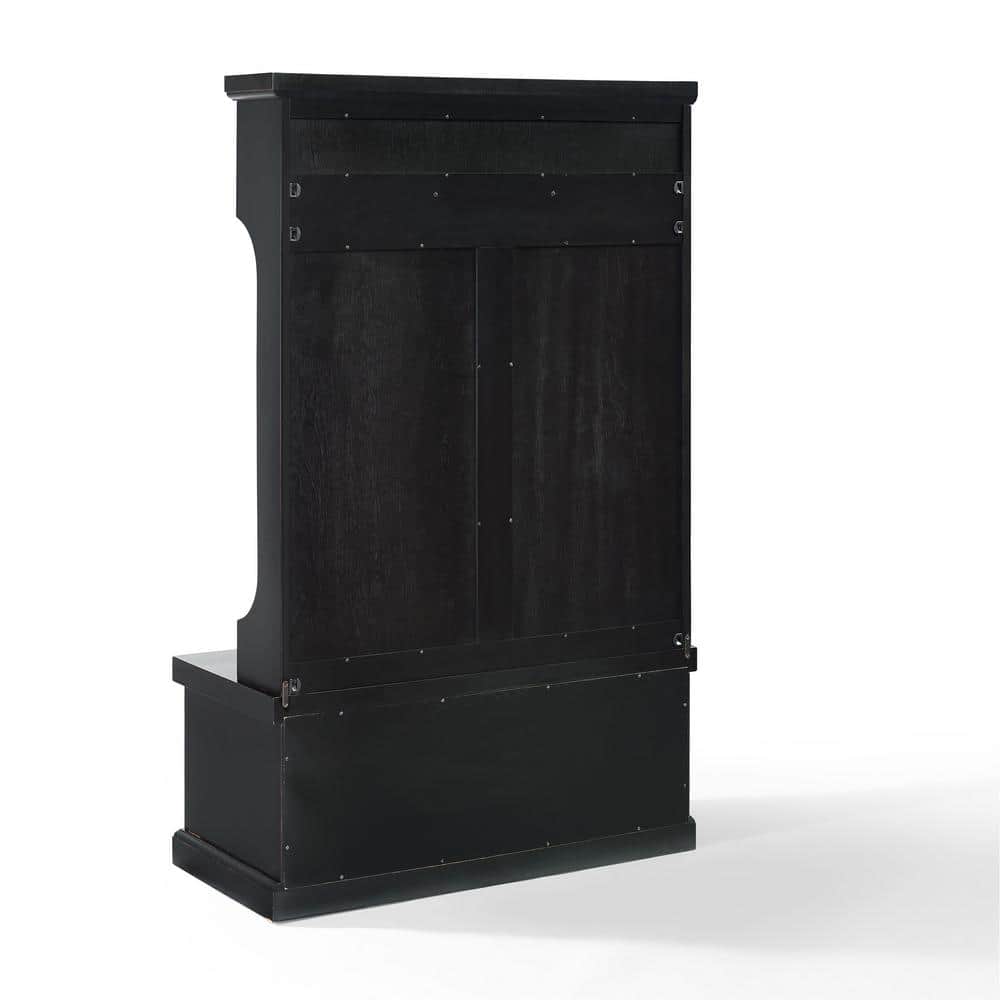 Distressed Black Poplar and Birch Hall Tree with Bench and Storage